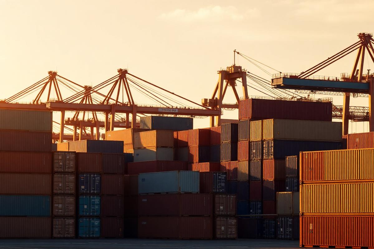 Export shipping containers at port